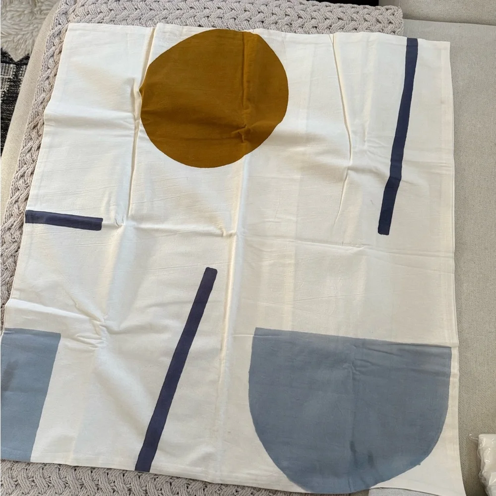 West Elm Hand lock Shapes Duvet Euro Sham Stone White